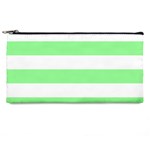 Horizontal Stripes - White and Light Green Pencil Case