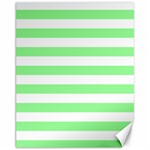 Horizontal Stripes - White and Light Green Canvas 11  x 14 