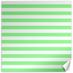 Horizontal Stripes - White and Light Green Canvas 12  x 12 