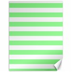 Horizontal Stripes - White and Light Green Canvas 12  x 16 