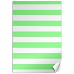 Horizontal Stripes - White and Light Green Canvas 12  x 18 