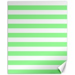 Horizontal Stripes - White and Light Green Canvas 16  x 20 