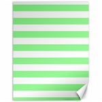 Horizontal Stripes - White and Light Green Canvas 18  x 24 