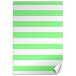 Horizontal Stripes - White and Light Green Canvas 20  x 30 