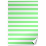 Horizontal Stripes - White and Light Green Canvas 24  x 36 