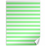 Horizontal Stripes - White and Light Green Canvas 36  x 48 