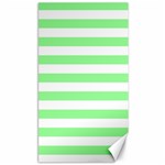 Horizontal Stripes - White and Light Green Canvas 40  x 72 