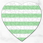 Horizontal Stripes - White and Celadon Green Jigsaw Puzzle (Heart)