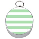 Horizontal Stripes - White and Celadon Green Silver Compass