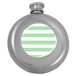 Horizontal Stripes - White and Celadon Green Hip Flask (5 oz)