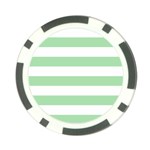 Horizontal Stripes - White and Celadon Green Poker Chip Card Guard