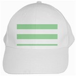 Horizontal Stripes - White and Celadon Green White Cap