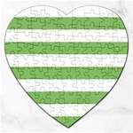 Horizontal Stripes - White and Dollar Bill Green Jigsaw Puzzle (Heart)