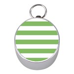 Horizontal Stripes - White and Dollar Bill Green Silver Compass (Mini)