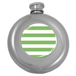 Horizontal Stripes - White and Dollar Bill Green Hip Flask (5 oz)