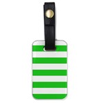 Horizontal Stripes - White and Lime Green Luggage Tag (One Side)