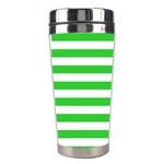 Horizontal Stripes - White and Lime Green Stainless Steel Travel Tumbler