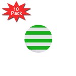 Horizontal Stripes - White and Lime Green 1  Mini Button (10 pack)