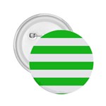 Horizontal Stripes - White and Lime Green 2.25  Button