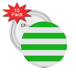 Horizontal Stripes - White and Lime Green 2.25  Button (10 pack)