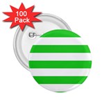 Horizontal Stripes - White and Lime Green 2.25  Button (100 pack)