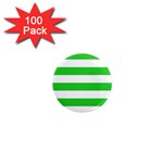 Horizontal Stripes - White and Lime Green 1  Mini Magnet (100 pack)