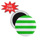 Horizontal Stripes - White and Lime Green 1.75  Magnet (100 pack)