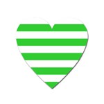 Horizontal Stripes - White and Lime Green Magnet (Heart)