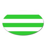 Horizontal Stripes - White and Lime Green Magnet (Oval)