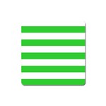 Horizontal Stripes - White and Lime Green Magnet (Square)