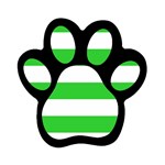 Horizontal Stripes - White and Lime Green Magnet (Paw Print)