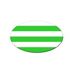 Horizontal Stripes - White and Lime Green Sticker (Oval)