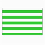 Horizontal Stripes - White and Lime Green Postcard 5  x 7 