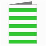 Horizontal Stripes - White and Lime Green Greeting Card