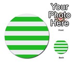 Horizontal Stripes - White and Lime Green Multi-purpose Cards (Round)