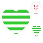 Horizontal Stripes - White and Lime Green Playing Cards (Heart)