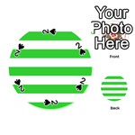 Horizontal Stripes - White and Lime Green Playing Cards 54 (Round)