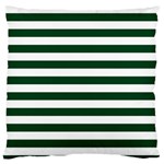 Horizontal Stripes - White and Forest Green Large Flano Cushion Case (One Side)