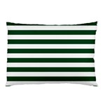 Horizontal Stripes - White and Forest Green Pillow Case (One Side)