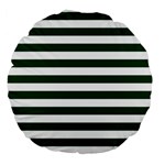 Horizontal Stripes - White and Forest Green Large 18  Premium Round Cushion