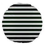 Horizontal Stripes - White and Forest Green Large 18  Premium Flano Round Cushion