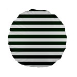 Horizontal Stripes - White and Forest Green Standard 15  Premium Round Cushion