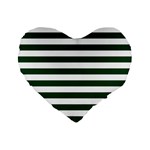 Horizontal Stripes - White and Forest Green Standard 16  Premium Heart Shape Cushion