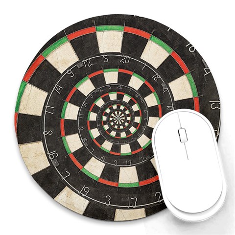 Dartboard Spiral Droste Round Mousepad from ArtsNow.com Front