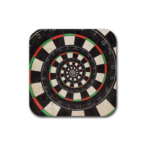 Dartboard Spiral Droste Rubber Coaster (Square) from ArtsNow.com Front