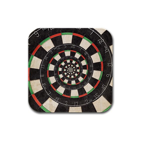 Dartboard Spiral Droste Rubber Square Coaster (4 pack) from ArtsNow.com Front