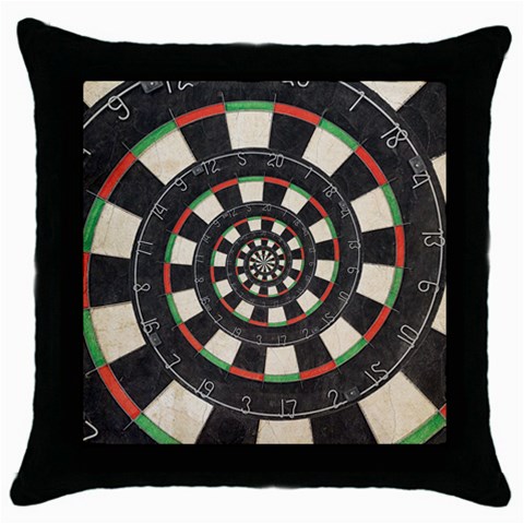 Dartboard Spiral Droste Throw Pillow Case (Black) from ArtsNow.com Front