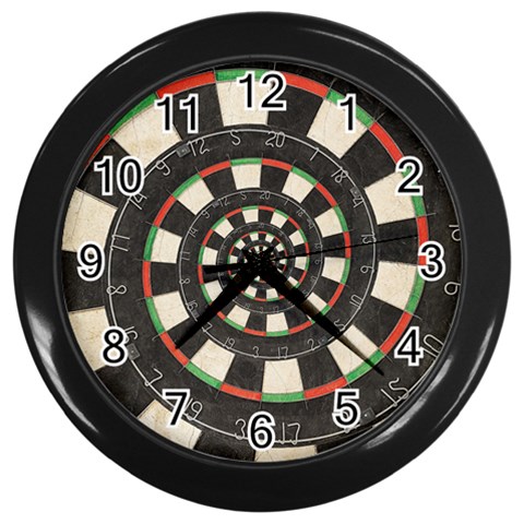 Dartboard Spiral Droste Wall Clock (Black) from ArtsNow.com Front