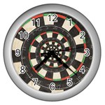 Dartboard Spiral Droste Wall Clock (Silver)