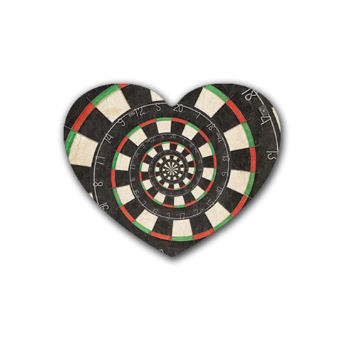 Dartboard Spiral Droste Rubber Coaster (Heart) from ArtsNow.com Front